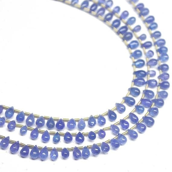 1 strand tanzanite tear drop smooth 8'' long strand gemstone beads, jewelry supplies for jewelry making, bulk beads, for meditation jewellery for Reiki Healing  gemstone size 5mm to 6mm