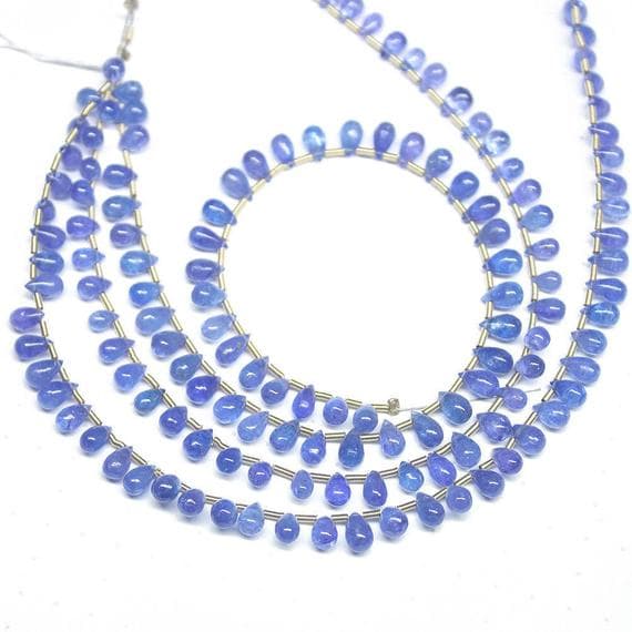 1 strand tanzanite tear drop smooth 8'' long strand gemstone beads, jewelry supplies for jewelry making, bulk beads, for meditation jewellery for Reiki Healing  gemstone size 5mm to 6mm