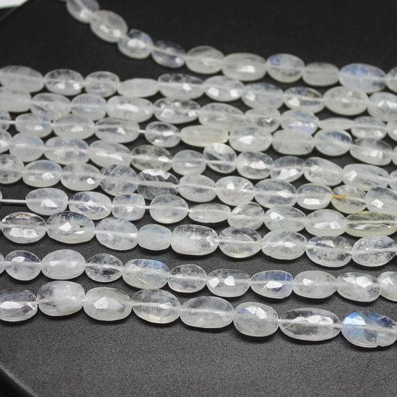 1 strand moonstone oval faceted 13'' long strand gemstone beads, jewelry supplies for jewelry making, bulk beads, for meditation jewellery for Reiki Healing  gemstone size 6mm to 10mm