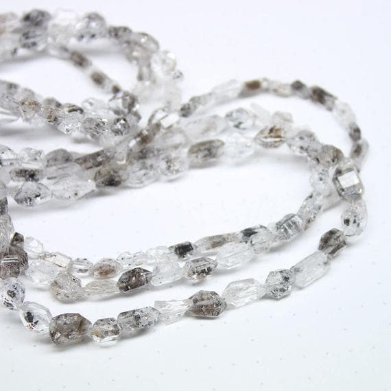1 strand herkimer diamond quartz tumbled freeform faceted 16'' long strand gemstone beads, jewelry supplies for jewelry making,  for meditation jewellery for Reiki Healing  size 6mm to 11mm
