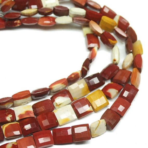 1 strand mookaite rectangle chiclet faceted 8'' long strand gemstone beads, jewelry supplies for jewelry making, bulk beads, for meditation jewellery for Reiki Healing  gemstone size 8mm