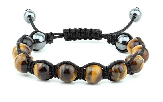 Natural 10mm Adjustable Multi Tiger Eye & Hematite Bracelet Round, Smooth 7" for mens, womens.