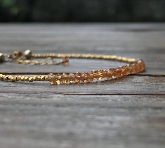 Orange sapphire bracelet / Padparadscha sapphire bracelet / genuine sapphire / Gold sapphire bracelet / gift for wife / Anniversary 3-3.5mm Code- WAR6714