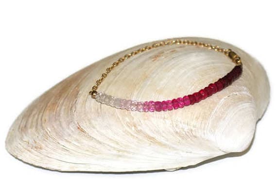 24k gold Plated Galaxy Jewelry Gold Helling 3-4mm stacking Red Ruby Bracelet Rondelle, Faceted 7" for mens, womens, gf, bf & Adult.