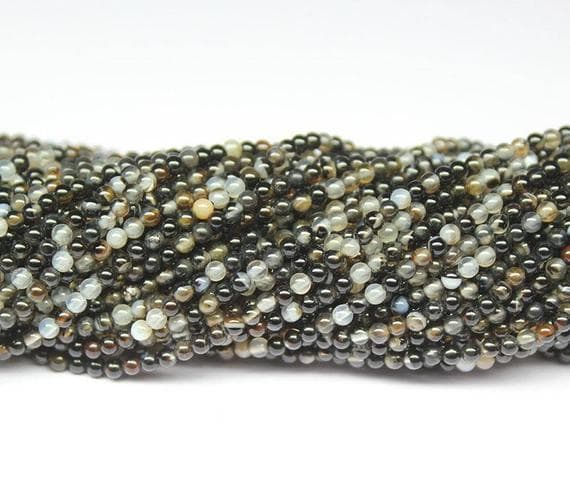 multi agate round ball smooth 16'' long strand gemstone beads, jewelry supplies for jewelry making, bulk beads, for meditation jewellery for Reiki Healing  gemstone 2mm