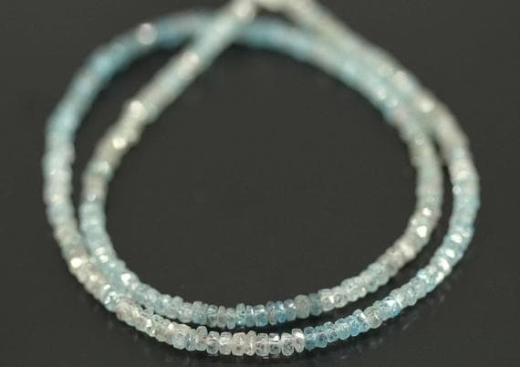 blue shaded zircon rondelle faceted 4'' long strand gemstone beads, jewelry supplies for jewelry making, bulk beads, for meditation jewellery for Reiki Healing  gemstone 3mm