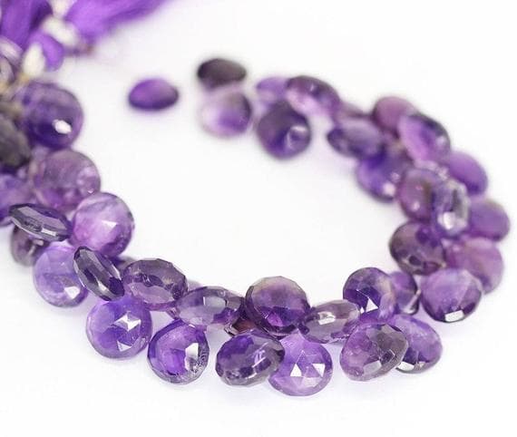 african amethyst heart drop faceted 8'' long strand gemstone beads, jewelry supplies for jewelry making, bulk beads, for meditation jewellery for Reiki Healing  gemstone 9mm to 10mm