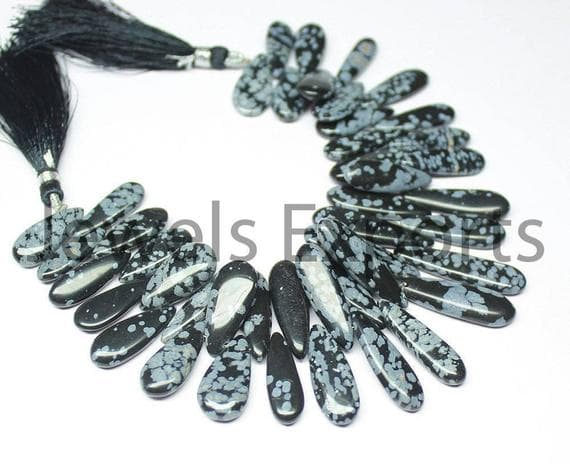 snowflake obsidian pear drop smooth 4'' long strand gemstone beads, jewelry supplies for jewelry making, bulk beads, for meditation jewellery for Reiki Healing  gemstone 19mm to 27mm