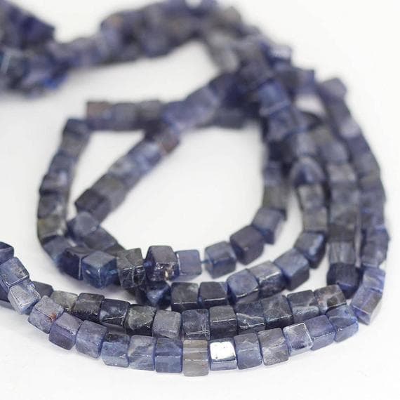 blue iolite sapphire square box faceted 16'' long strand gemstone beads, jewelry supplies for jewelry making, bulk beads, for meditation jewellery for Reiki Healing  gemstone 5mm
