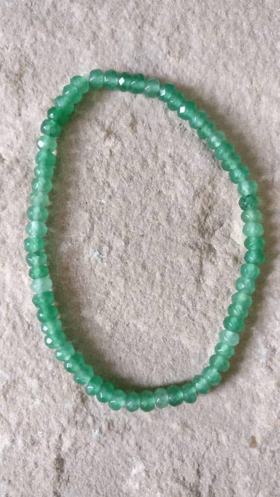 Blush Jewelry 2x4mm Green Emerald Stretchable Bracelet Rondelle, Faceted 18cm for mens, womens, gf, bf and adults.