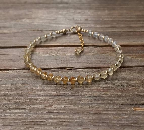 Citrine bracelet / Shaded citrine / Golden gemstone bracelet / November birthstone bracelet / Gift for her / Gift for wife / Gemstone 3.5-4mm Code- WAR6700