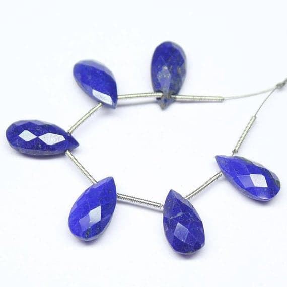 lapis lazuli pear drop faceted 3 pairs strand gemstone beads, jewelry supplies for jewelry making, bulk beads, for meditation jewellery for Reiki Healing  gemstone 17mm