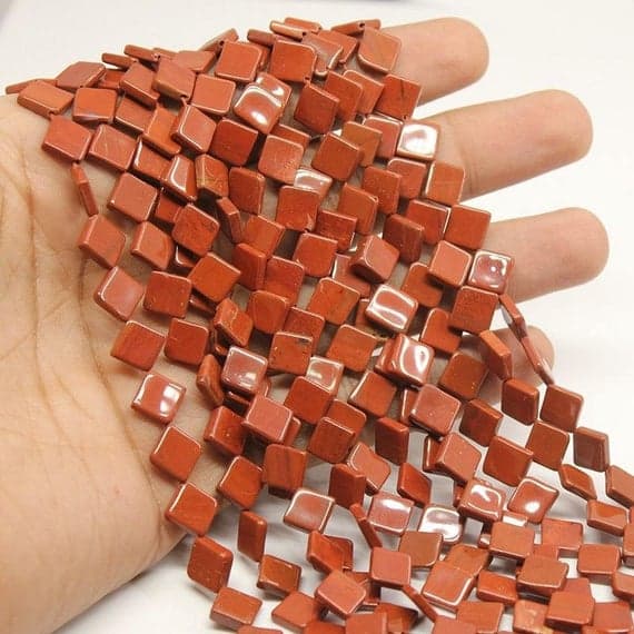 red jasper fancy diamond kite smooth 13'' long strand gemstone beads, jewelry supplies for jewelry making, bulk beads, for meditation jewellery for Reiki Healing  gemstone 9mm