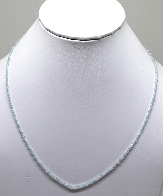 blue aquamarine necklace round ball faceted 18'strand gemstone beads, jewelry supplies for jewelry making, bulk beads, for meditation jewellery for Reiki Healing  gemstone 2mm