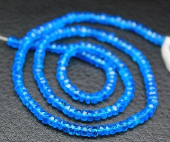 blue apatite rondelle faceted 14'' long strand gemstone beads, jewelry supplies for jewelry making, bulk beads, for meditation jewellery for Reiki Healing  gemstone 3mm