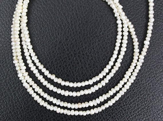 white pearl necklace rondelle smooth 34'strand gemstone beads, jewelry supplies for jewelry making, bulk beads, for meditation jewellery for Reiki Healing  gemstone 3mm to 4mm