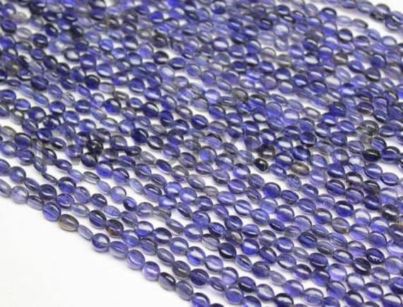 blue sapphire oval smooth 14'' long strand gemstone beads, jewelry supplies for jewelry making, bulk beads, for meditation jewellery for Reiki Healing  gemstone 5mm
