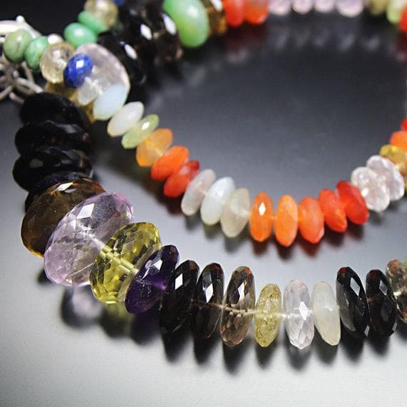 smocky quartz rondelle faceted 18'' long strand gemstone beads, jewelry supplies for jewelry making, bulk beads, for meditation jewellery for Reiki Healing  gemstone 12mm to 26mm