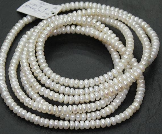 white pearl rondelle smooth 14'' long strand gemstone beads, jewelry supplies for jewelry making, bulk beads, for meditation jewellery for Reiki Healing  gemstone 6mm