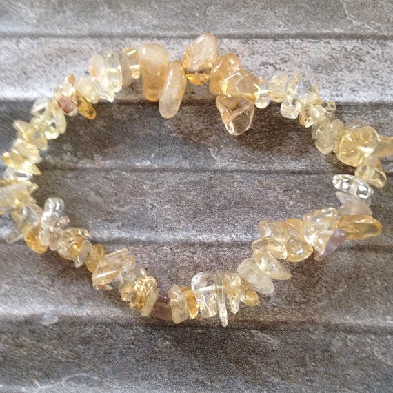 Golden Citrine raw gemstone (certified) crystal healing plain stretch bracelet Code- WAR6644