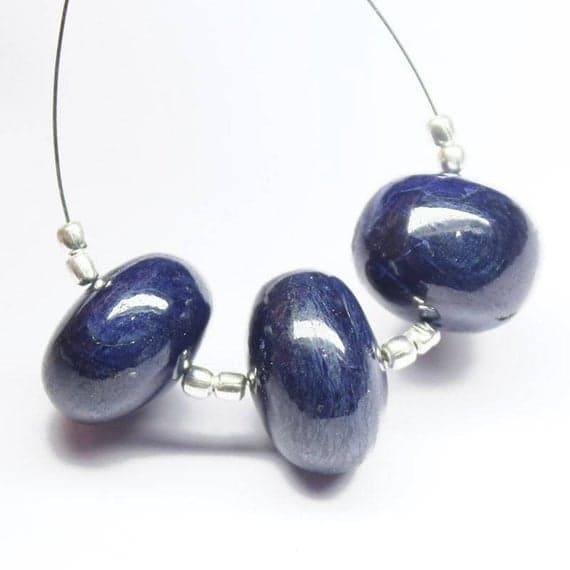 1 strand sapphire rondelle smooth 3 pieces strand gemstone beads, jewelry supplies for jewelry making, bulk beads, for meditation jewellery for Reiki Healing  gemstone size 17mm