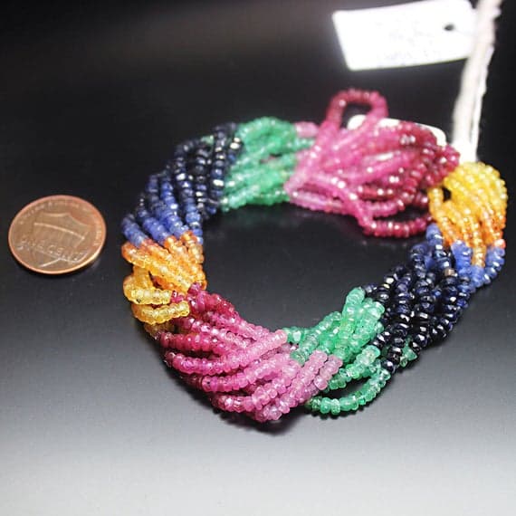 1 strand sapphire rondelle faceted 16'' long strand gemstone beads, jewelry supplies for jewelry making, bulk beads, for meditation jewellery for Reiki Healing  gemstone size 3mm