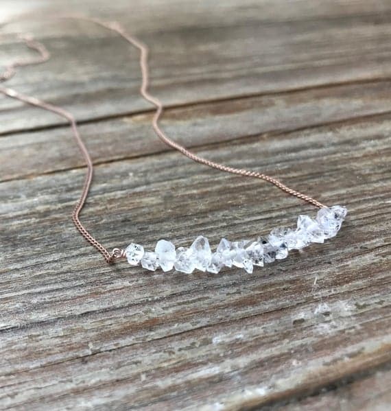 April birthstone necklace / Herkimer diamond jewelry / Herkimer diamond necklace / Gift for daughter / Anniversary gift / for her  Code- WAR6685