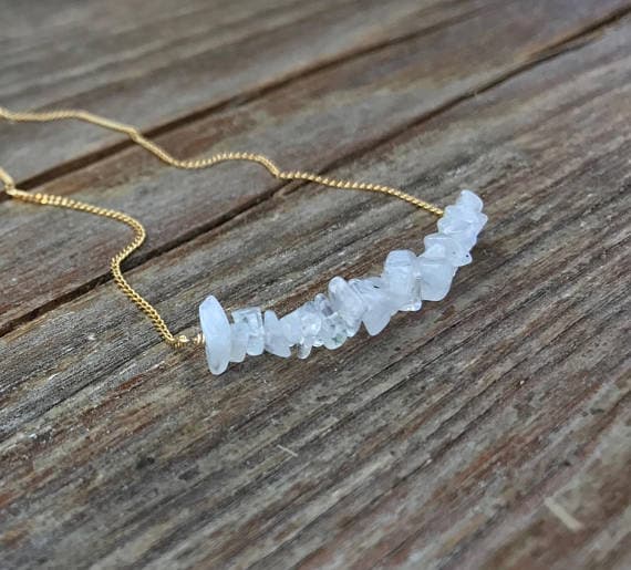 June birthstone necklace / Raw moonstone necklace / rainbow moonstone necklace / Gift for her / Gift for daughter / Raw moonstone jewelry  Code- WAR6698