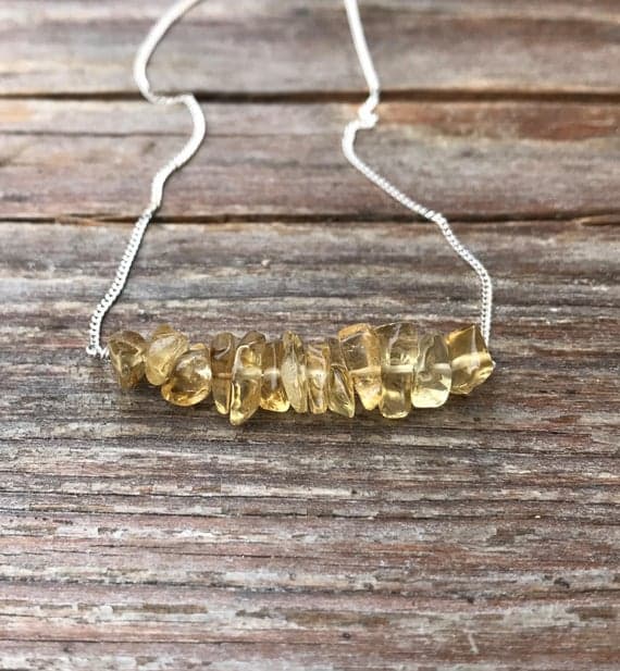 November birthstone necklace / Citrine necklace / Raw citrine necklace / Gift for friend / Gift for her / Raw gemstone jewelry Code- WAR6686