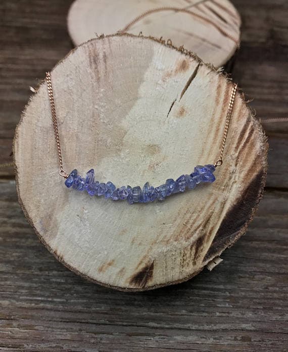 December birthstone necklace / Tanzanite necklace / Raw tanzanite necklace / Gift for daughter / Gift for her / Raw gemstone jewelry  Code- WAR6697
