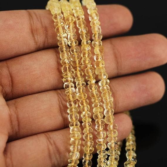 1 strand citrine rondelle faceted 13'' long strand gemstone beads, jewelry supplies for jewelry making, bulk beads, for meditation jewellery for Reiki Healing  gemstone size 4mm