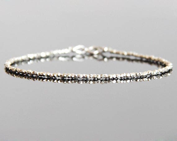Silver Bead Bracelet - Silver Bracelet, Silver Beaded Bracelet, Silver Stacking Bracelets, Silver Bracelet Women, Silver Jewelry Bracelet 1.5mm Code- WAR6089