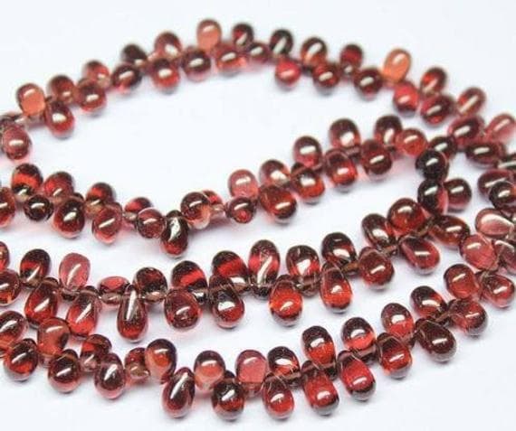 red garnet tear drop smooth 9'' long strand gemstone beads, jewelry supplies for jewelry making, bulk beads, for meditation jewellery for Reiki Healing  gemstone 5mm to 9mm