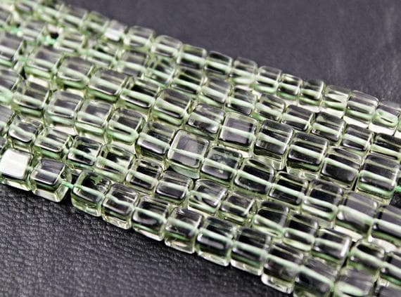 1 strand prasiolite green amethyst heishi cube squresmooth 6 pieces strand gemstone beads, jewelry supplies for jewelry making,  for meditation jewellery for Reiki Healing  gemstone 4.5mm