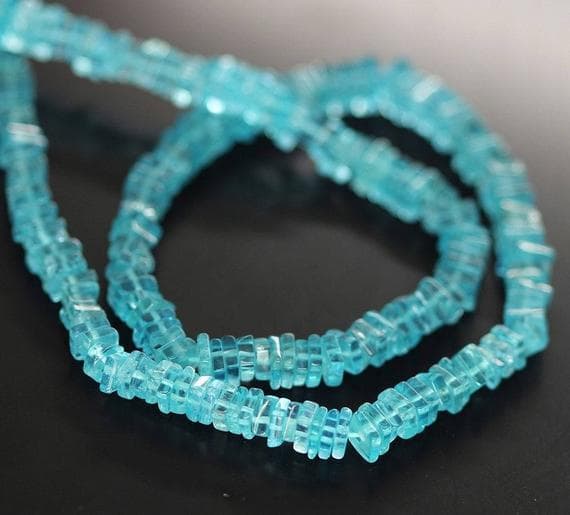 1 strand aqua blue apatite heishi cube squresmooth 16'' long strand gemstone beads, jewelry supplies for jewelry making, bulk beads, for meditation jewellery for Reiki Healing  gemstone 3.5mm
