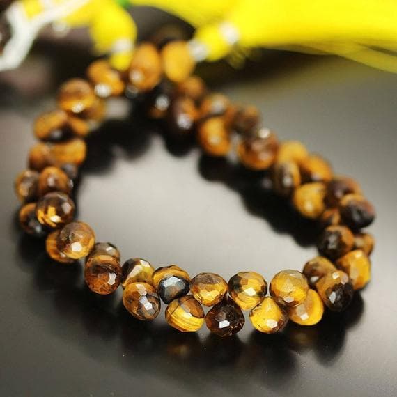 1 strand tiger eye onion drop faceted 8'' long strand gemstone beads, jewelry supplies for jewelry making, bulk beads, for meditation jewellery for Reiki Healing  gemstone 7mm to 8mm
