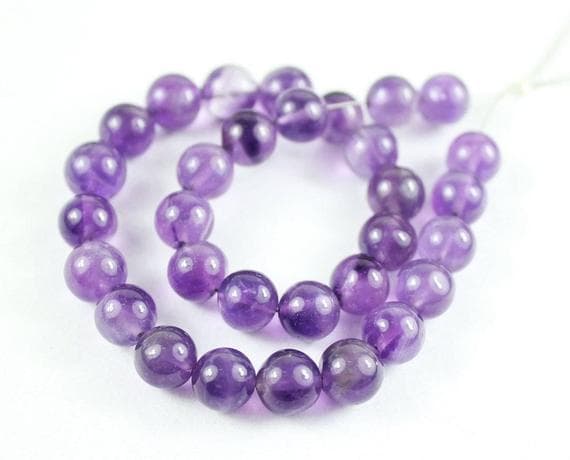 1 strand african amethyst round ball smooth 7'' long strand gemstone beads, jewelry supplies for jewelry making, bulk beads, for meditation jewellery for Reiki Healing  gemstone 7mm