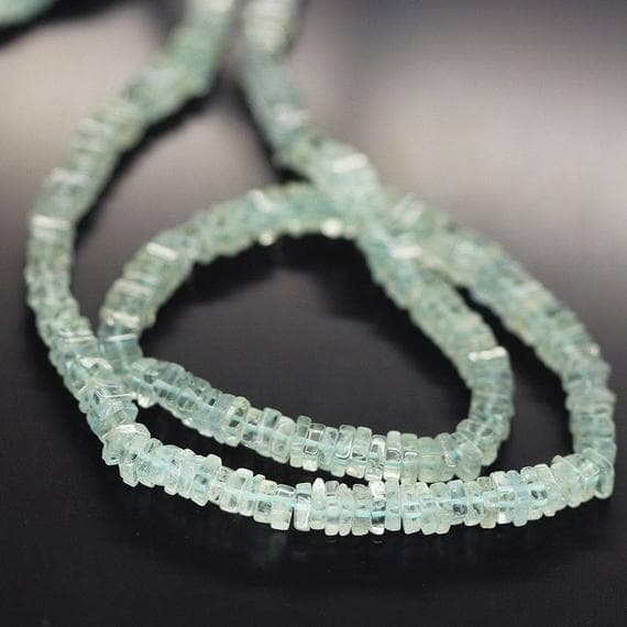 1 strand blue aquamarine heishi cube squresmooth 16'' long strand gemstone beads, jewelry supplies for jewelry making, bulk beads, for meditation jewellery for Reiki Healing  gemstone 4mm