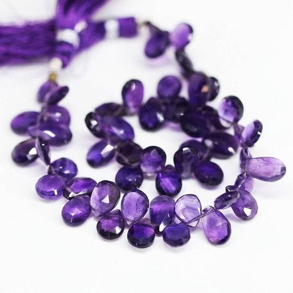 1 strand african amethyst pear drop faceted 9'' long strand gemstone beads, jewelry supplies for jewelry making, bulk beads, for meditation jewellery for Reiki Healing  gemstone 9mm to 10mm