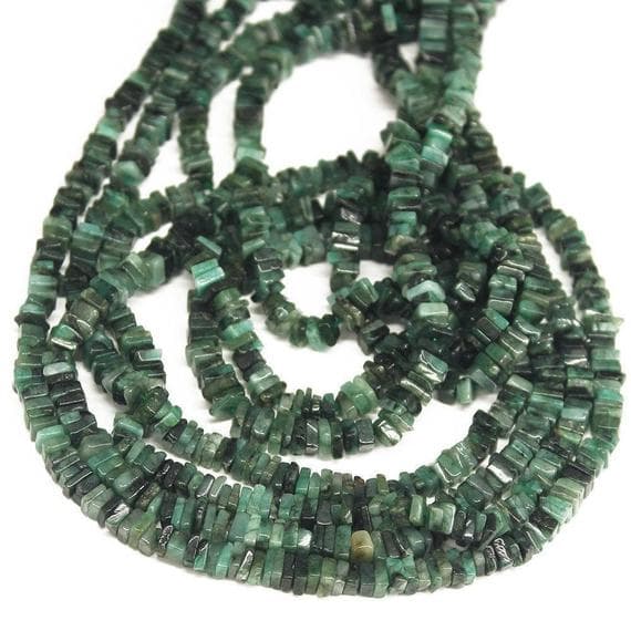 1 strand emerald heishi cube squresmooth 16'' long strand gemstone beads, jewelry supplies for jewelry making, bulk beads, for meditation jewellery for Reiki Healing  gemstone 4mm