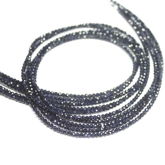 1 strand sapphire round ball faceted 13'' long strand gemstone beads, jewelry supplies for jewelry making, bulk beads, for meditation jewellery for Reiki Healing  gemstone size 2mm
