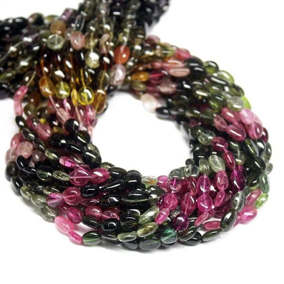 1 strand watermelon tourmaline oval smooth 14'' long strand gemstone beads, jewelry supplies for jewelry making, bulk beads, for meditation jewellery for Reiki Healing  gemstone size 5mm to 7mm