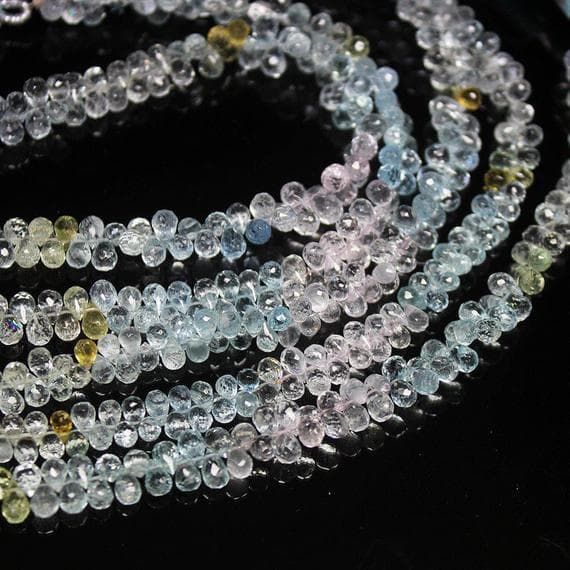 1 strand aquamarine tear drop faceted 8'' long strand gemstone beads, jewelry supplies for jewelry making, bulk beads, for meditation jewellery for Reiki Healing  gemstone size 6mm