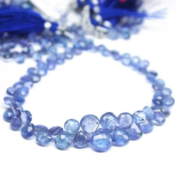 1 strand tanzanite heart drop faceted 8'' long strand gemstone beads, jewelry supplies for jewelry making, bulk beads, for meditation jewellery for Reiki Healing  gemstone size 5mm to 7mm