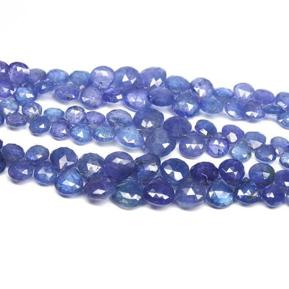 1 strand tanzanite heart drop faceted 8'' long strand gemstone beads, jewelry supplies for jewelry making, bulk beads, for meditation jewellery for Reiki Healing  gemstone size 5mm to 9mm