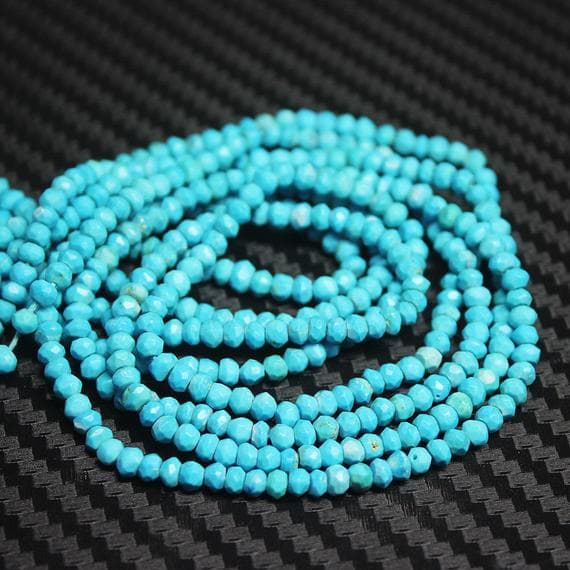 1 strand arizona turquoise rondelle faceted 13'' long strand gemstone beads, jewelry supplies for jewelry making, bulk beads, for meditation jewellery for Reiki Healing  gemstone size 3mm
