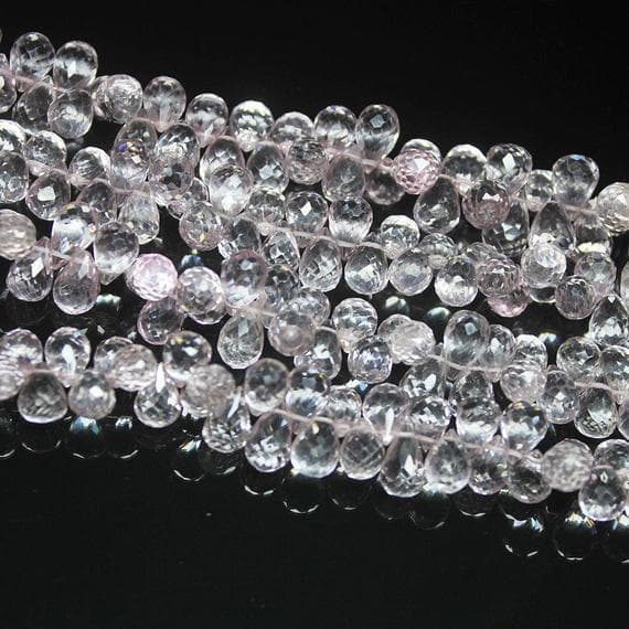1 strand  pink quartz tear drop faceted 8'' long strand gemstone beads, jewelry supplies for jewelry making,  for meditation jewellery for Reiki Healing  gemstone size 10mm to 11mm