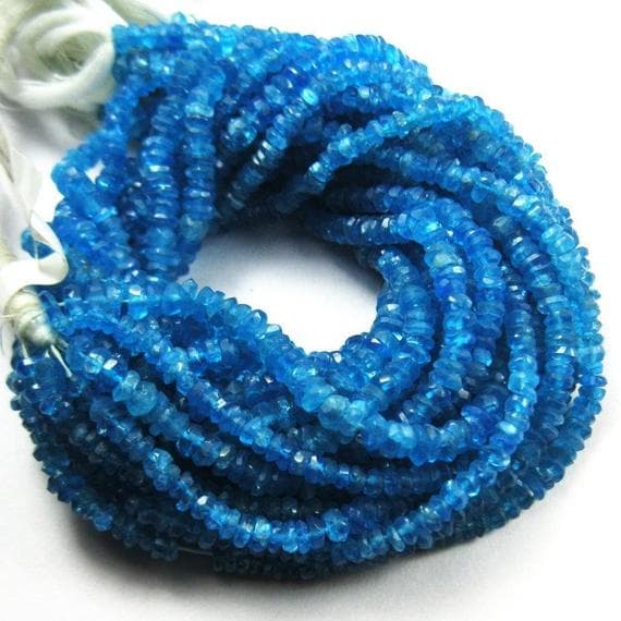 1 strand blue apatite rondelle faceted 13'' long strand gemstone beads, jewelry supplies for jewelry making, bulk beads, for meditation jewellery for Reiki Healing  gemstone 5mm to 3mm
