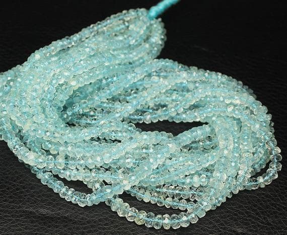 1 strand blue aquamarine rondelle faceted 14'' long strand gemstone beads, jewelry supplies for jewelry making, bulk beads, for meditation jewellery for Reiki Healing  gemstone 5mm