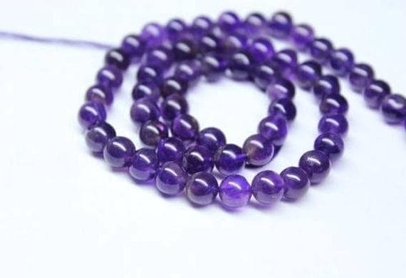 1 strand african amethyst round ball smooth 13'' long strand gemstone beads, jewelry supplies for jewelry making, bulk beads, for meditation jewellery for Reiki Healing  gemstone 6mm
